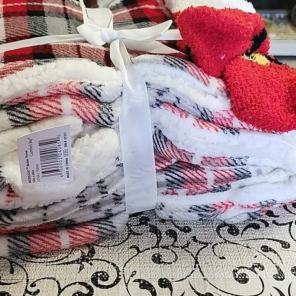 Comfort Bay Santa Plaid Holiday Throw